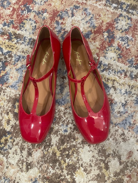 Arcopedico Shoes - Arcopedico Red Patent T-Strap Flats with Ankle Buckle